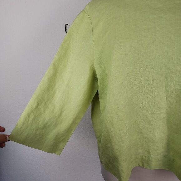 Orvis green linen cropped boxy fit top - Picture 4 of 7